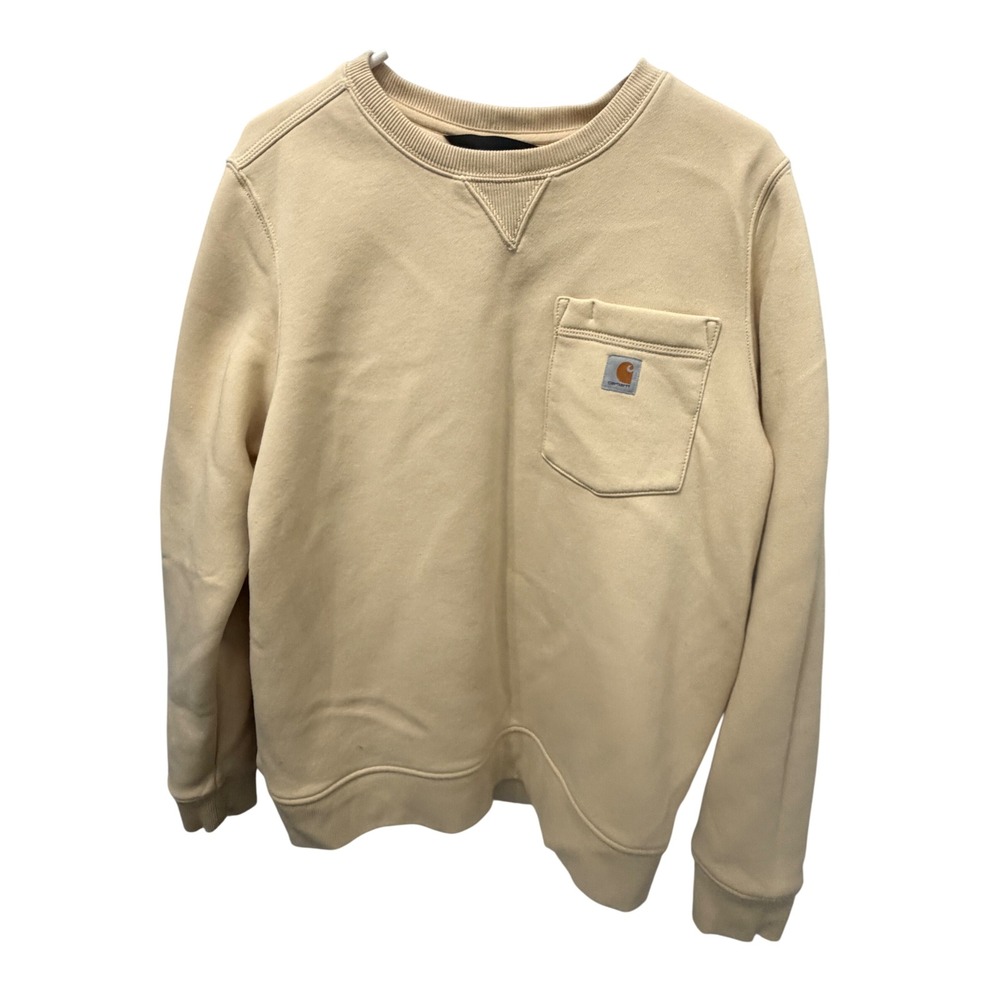 Carhartt Women's Relaxed Fit Midweight Pocket Crewneck Sweatshirt Cream XL 16-18